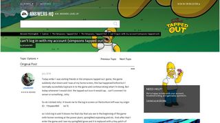 Solved: can't log in with my account (simpsons tapped out) - Answer ...