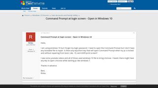 Command Prompt at login screen - Open in Windows 10 - Windows 10 ...