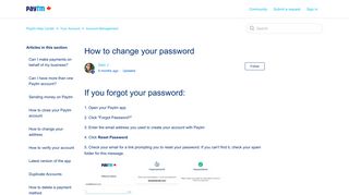 How to change your password – Paytm Help Center