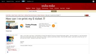 How can i re-print my E-ticket ?? - India Travel Forum | IndiaMike.com