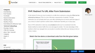 PHP Redirect to URL After Form Submission | FormGet