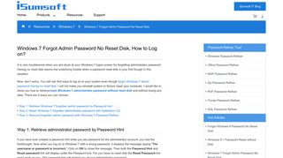 Windows 7 Forgot Admin Password No Reset Disk - iSumsoft