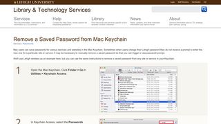 Remove a Saved Password from Mac Keychain | Library ... - Lehigh LTS