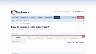 how to remove login password? | MacRumors Forums