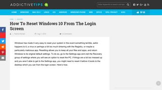 How To Reset Windows 10 From The Login Screen - AddictiveTips