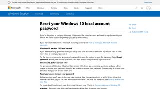 Reset your Windows 10 local account password - Microsoft Support