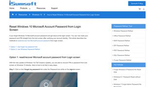 Reset Windows 10 Microsoft Account Password from Login Screen