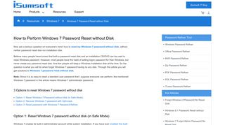 Windows 7 Password Reset without Disk - iSumsoft