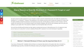 How to Recover or Reset Forgotten Windows 8/8.1 Admin Password