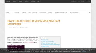 How to login as root user on Ubuntu Xenial Xerus 16.04 Linux ...