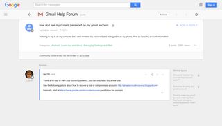 how do I see my current password on my gmail account - Google ...