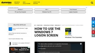 How to Use the Windows 7 Logon Screen - dummies
