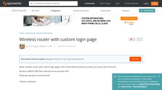 Wireless router with custom login page - Networking - Spiceworks ...