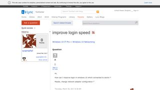 improve login speed - Microsoft