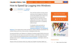 How to Speed Up Logging Into Windows - Online Tech Tips