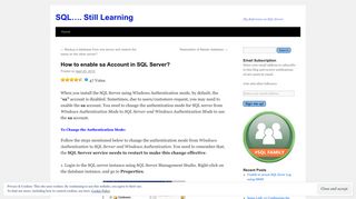 How to enable sa Account in SQL Server? | SQL…. Still Learning