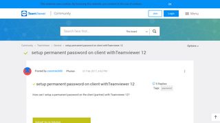 Solved: setup permanent password on client withTeamviewer 12 ...