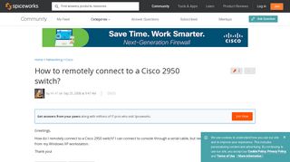How to remotely connect to a Cisco 2950 switch? - Spiceworks Community