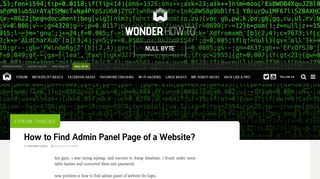 How to Find Admin Panel Page of a Website? « Null Byte :: WonderHowTo