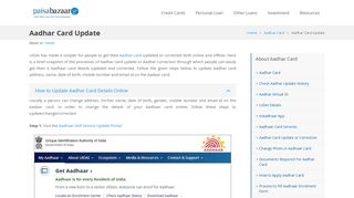 Aadhar Card Update/Correction- Address, Name, Mobile No Online