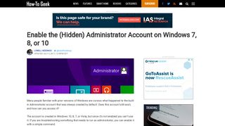 Enable the (Hidden) Administrator Account on Windows 7, 8, or 10