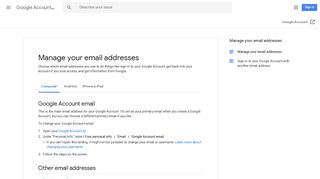 Manage your email addresses - Computer - Google Account Help