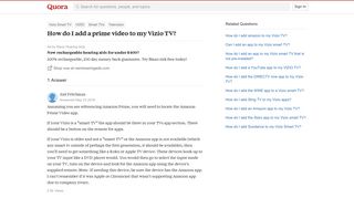 How to add a prime video to my Vizio TV - Quora