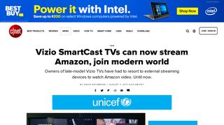 Vizio SmartCast TVs can now stream Amazon, join modern world - Cnet