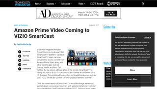 Amazon Prime Video Coming to VIZIO SmartCast - Technology ...