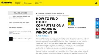 How to Find Other Computers on a Network in Windows 10 - dummies