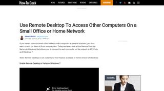 Use Remote Desktop To Access Other Computers On a Small Office or ...