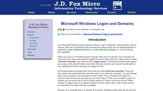 Microsoft Windows Logon and Domains - J.D. Fox Micro