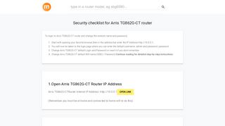 10.0.0.1 - Arris TG862G-CT Router login and password - modemly