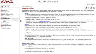 M7324N User Guide > Logging In/Out - Avaya