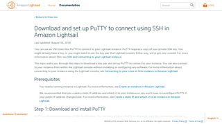 Download and set up PuTTY to connect using SSH in Amazon ...