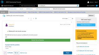 Solved: Bellsouth.net email access - AT&T Community