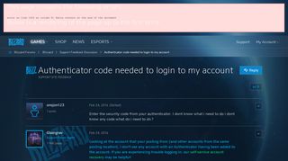 Authenticator code needed to login to my account - Blizzard Forums
