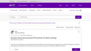 Question about accessing the BT homehub 3.0 admin ... - BT Community