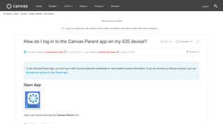 How do I log in to the Canvas Parent app on my ... | Canvas LMS ...
