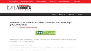 Cassandra CQLSH - Unable to connect to any servers Tried ...