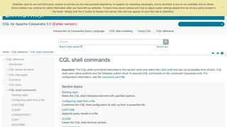 CQL shell commands | CQL for Cassandra 3.0 - DataStax Docs