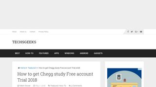 How to get Chegg study Free account Trial 2018 - TechsGeeks
