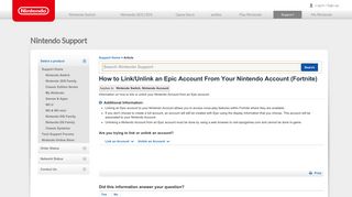 How to Link/Unlink an Epic Account From Your Nintendo Account ...