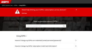 Using ESPN + – ESPN Customer Care
