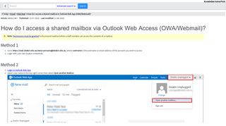 How do I access a shared mailbox in Outlook Web App (OWA/Webmail)?