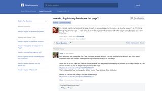 How do i log into my facebook fan page? | Facebook Help Community ...