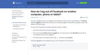 How do I log out of Facebook on another computer, phone or tablet ...