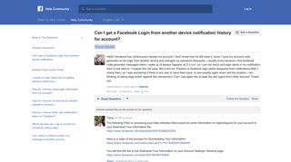Can I get a Facebook Login from another device notification history for ...