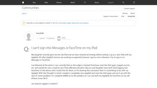 I can't sign into Messages or FaceTime on… - Apple Community ...