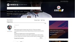 FIFA17/18 companion app login error - Answer HQ